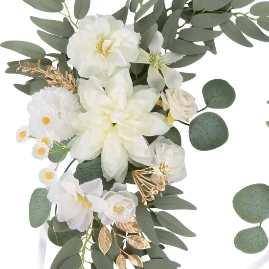 Set of 2 - Artificial Wedding Arch Flowers,Faux Arch Flower White Floral Swags {2}