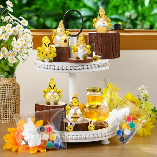 8 Pcs Bee Gnome Ceramics to Paint Ready to Paint Your Own Ceramic Gnome Statues DIY {4}