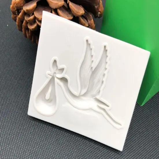 Stork With Baby Silicone Mold {2}