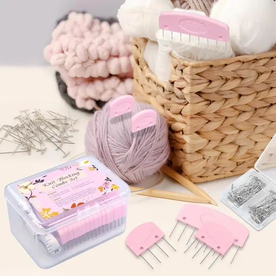 Knit Blocking Combs with 100 T-Pins and Storage Box {2}