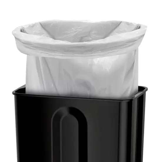 13-Gallon Stainless Steel Trash Can with Step-On Pedal and Soft-Close Lid for Bathroom Black {2}