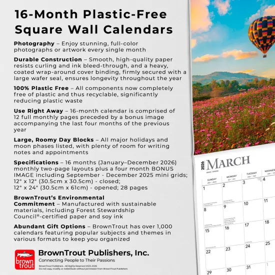 Motivation | 2026 12 x 24 Inch (Hanging) Monthly Square Wall Calendar | Foil Stamped Cover | Plastic-Free {6}