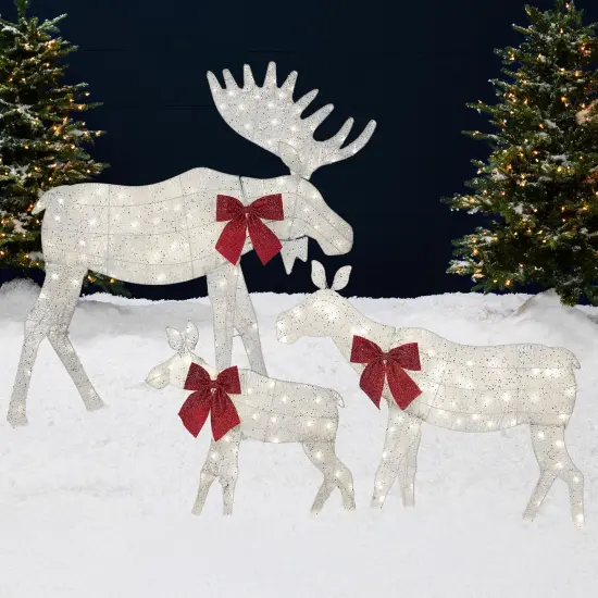 Best Choice Products 4ft 3-Piece Lighted 2D Christmas Moose Set Outdoor D&eacute;cor w/ 195 LED Lights, Stakes Gold {7}
