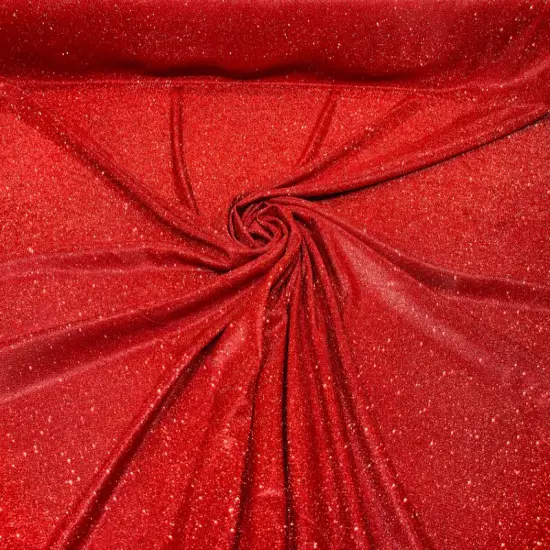 1 Yard Glitter Metallic Lame Knitted Stretch Fabric for Costumes Dancewear Apparel 57/58 Inch Wide Red {1}