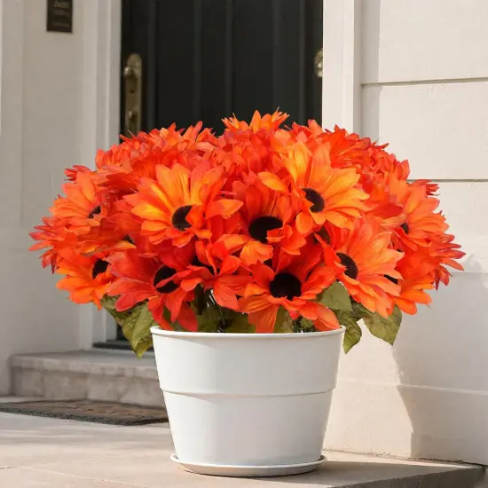 6 Bundles Artificial Fall Flowers (Orange Red) {1}