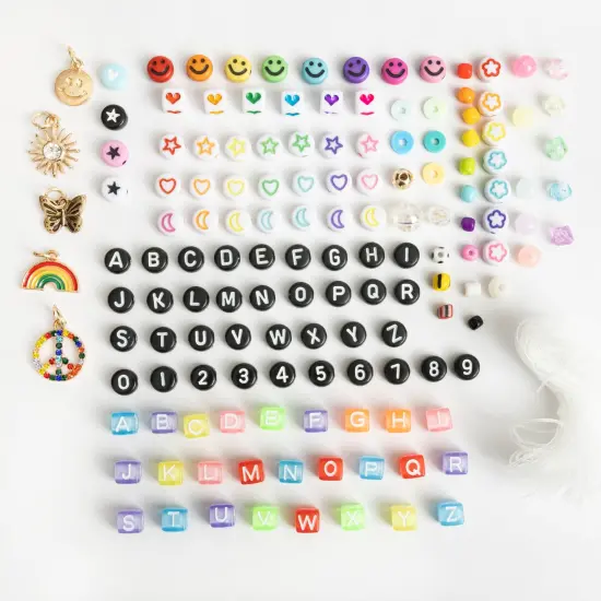Colorful Rainbow Letter and Charm DIY Bead Box {2}