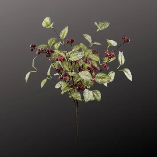 20" Frosted Viburnum Berry Bush &ndash; Icy Red Berries for Holiday Decor-40376 {3}