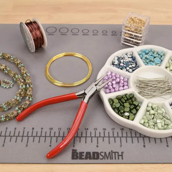 The Beadsmith Slim Line Round Nose Pliers, 4.75 inches (120mm) with polished steel head, red PVC comfort grip handle with double-leaf spring, tool for jewelry making {5}