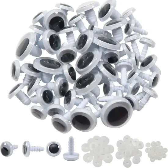 50pcs Black Wiggle Googly Eyes Plastic Safety Eyes 10mm 12mm 15mm 18mm {1}