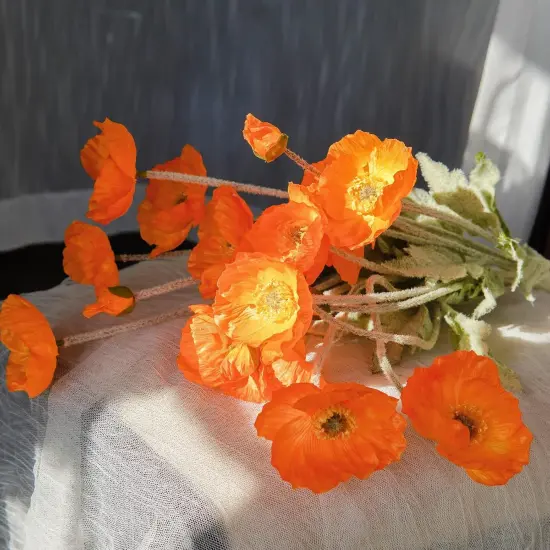 5Pcs Artificial Flowers Stem (Orange) {5}