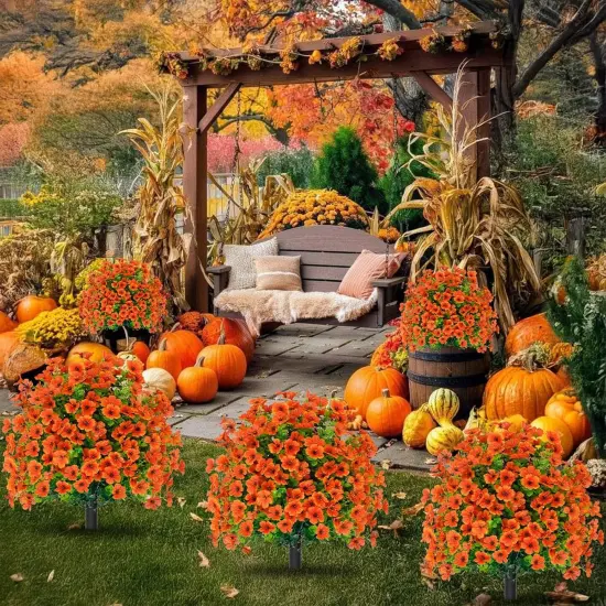 2-Pack 22 Inch Fall Outdoor Artificial Plants with Stake {2}