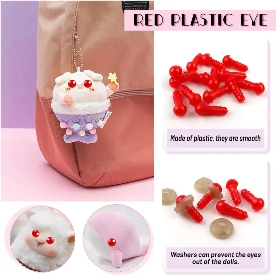 50pcs 6mm Safety Eyes for Amigurumis with Washers Red {3}