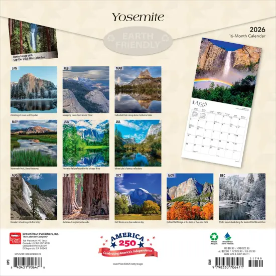 Yosemite | 2026 12 x 24 Inch (Hanging) Monthly Square Wall Calendar | Plastic-Free {2}