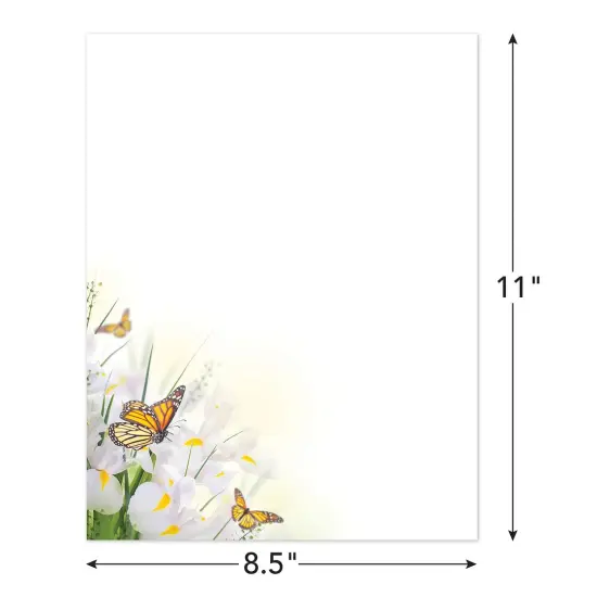 Great Papers! Spring Blossom Butterflies Letterhead, for Invitations, Announcements and Personal Messages, Printer Friendly 8.5&rdquo;x11&rdquo;, 50 Pack {2}