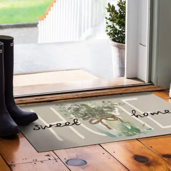 Spring Door Mat,Home Sweet Home Leaves Indoor Outdoor Non-Slip Doormat,Entryway Front Porch Summer Welcome Mat Grey for Entrance Decor,30'' x 17'' {3}