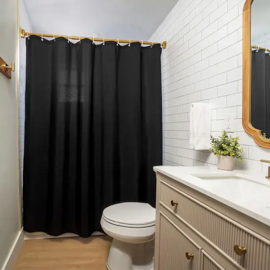Americanflat 71x74 Solid Black Shower Curtain - Water Resistant - Polyester Fabric {6}