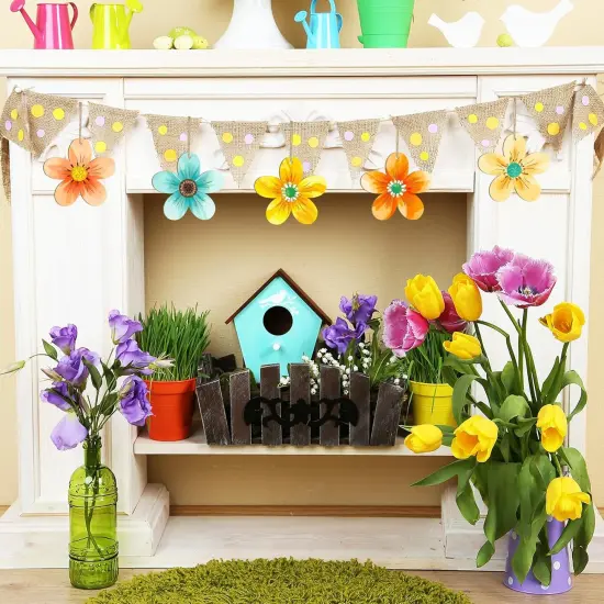 Activity Craft Wooden Flower Ornaments Kits to Paint Spring Decoration {2}