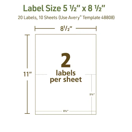 Avery EcoFriendly Recycled Shipping Labels, 5.5" x 8.5" Half-Sheet Labels, White, Permanent Adhesive, Laser & Inkjet Printers, 20 Printable Labels (48808) {5}