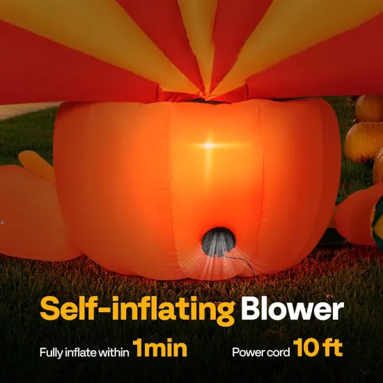 7ft Long Thanksgiving Inflatable LED Lighted Turkey Inside Pumpkin Blow up Outdoor Lawn Yard Decoration {4}