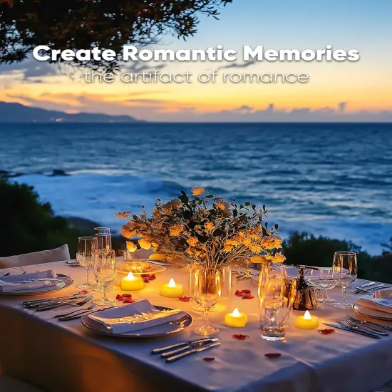 1000 Pieces Artificial Rose Petals with 12 Heart LED Tea Lights Candles Kit, Rose Petals and Candles Set {2}