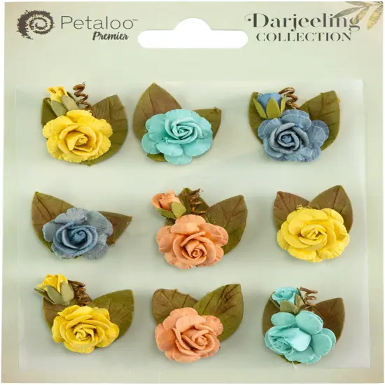 Little Birdie Handmade Mini Rose Flowers 9/Pkg-Sun And Sky {1}