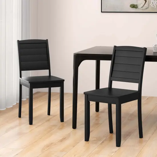 Costway Armless Wood Dining Chair Set of 2 with Rubber Wood Legs Curved Backrest Kitchen White/Black {2}