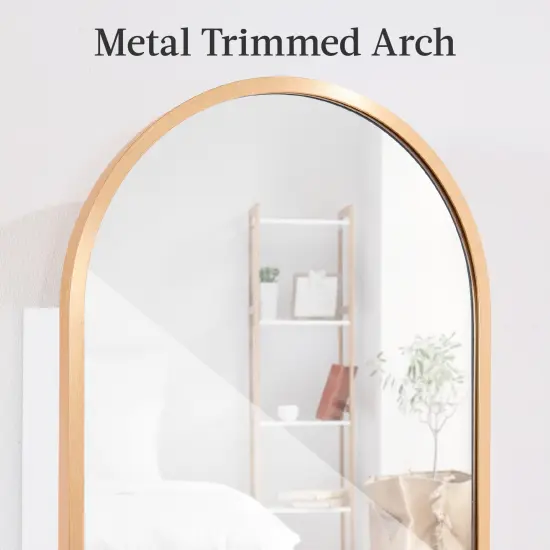 Best Choice Products Door/Wall Mounted Arch Mirror Jewelry Armoire, w/ Metal Frame, Lockable Door Gold {3}