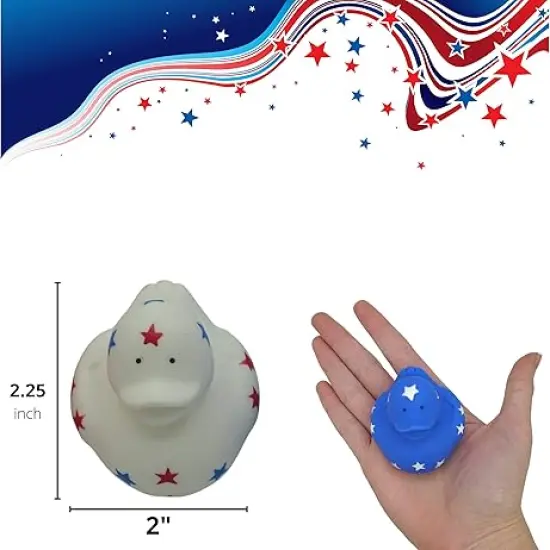 4E's Novelty 24 Pack Patriotic Rubber Duck - 2" Jeep Ducks for Ducking, Duck Party Favors 4th of July {4}