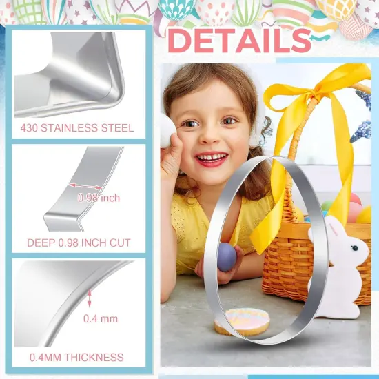 2 Pcs Large Easter Cookie Cutters 8" Extra Large Bunny and Egg Stainless Steel Giant Cookie Cutter for Easter Holiday Baking {2}