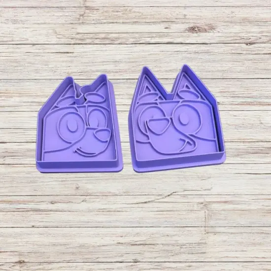 Blue Heeler and Red Heeler Sisters cookie cutter and stamp size 3.25-3.5 (2 pc heads) {1}