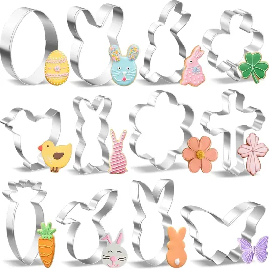 Easter Cookie Cutter Set - 12 Pieces Stainless Steel Cookie Cutters for Baking {5}