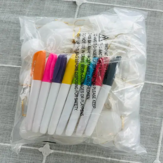 30 Pcs DIY Easter Eggs with 8 Pens, White Plastic Easter Eggs with Ribbon Rope, Paintable Fake Hanging Egg Ornaments Crafts for Kids {5}