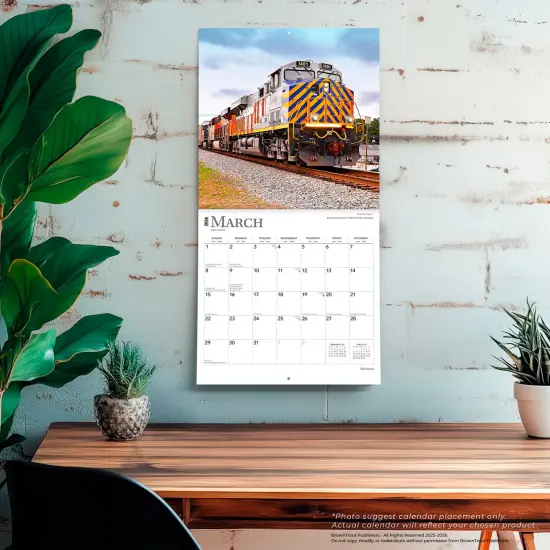 Railroads | 2026 12 x 24 Inch (Hanging) Monthly Square Wall Calendar | Plastic-Free {5}