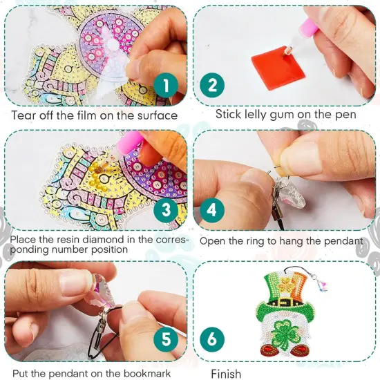 12 Pcs Gnome Diamond Painting Bookmarks Kit {5}