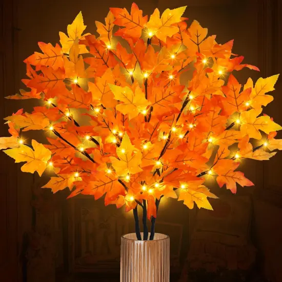Lighted Maple Leaves Branches {1}