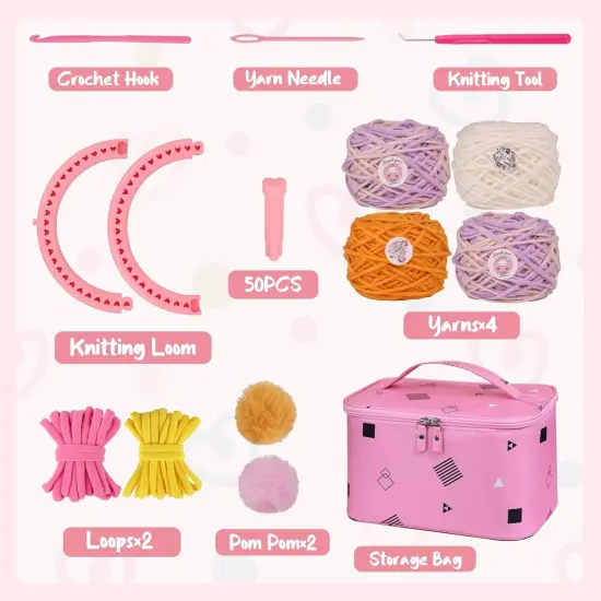 Knitting Loom Kit for Beginners, Creative Craft(Pink) {4}