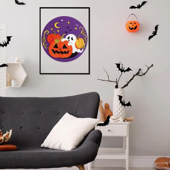Halloween Embroidery Kits for Beginners Ghost Pumpkin DIY Cross Stitch Starter Craft Kits for Adults {4}
