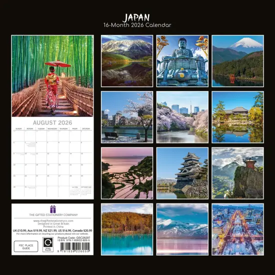 The Gifted Stationary 2026 Square Wall Calendar, Japan, 16-Month Passport Collection Theme Hanging Calendar with 180 Reminder Stickers, Month Planner for Home, or Creative Spaces, 12x12 In Multicolor {4}