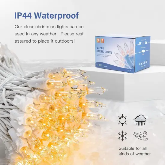 2 Pack 50-Count Clear Christmas String Lights - Warm White {4}