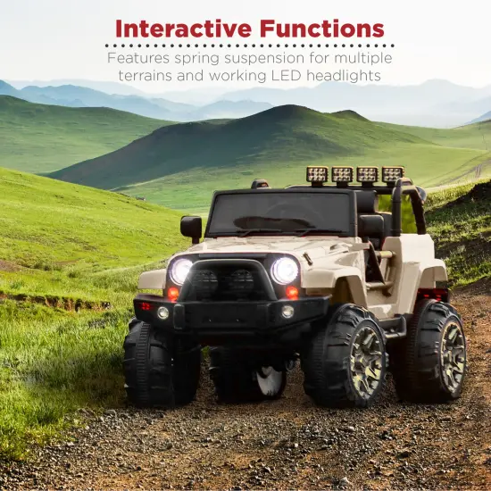 Best Choice Products 12V Kids Ride On Truck Car w/ Remote Control, Spring Suspension, Bluetooth, LED Lights Sand {4}