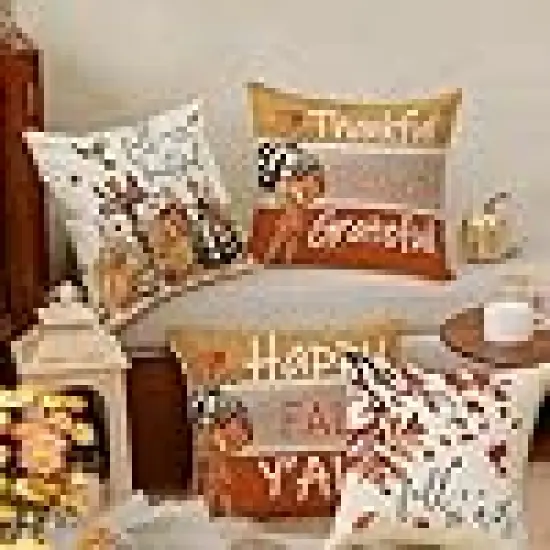 Cross Pumpkin Pillow Covers Happy Fall Y'all {4}