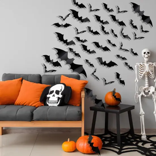 56Pcs Bats Wall Halloween Decorations {2}