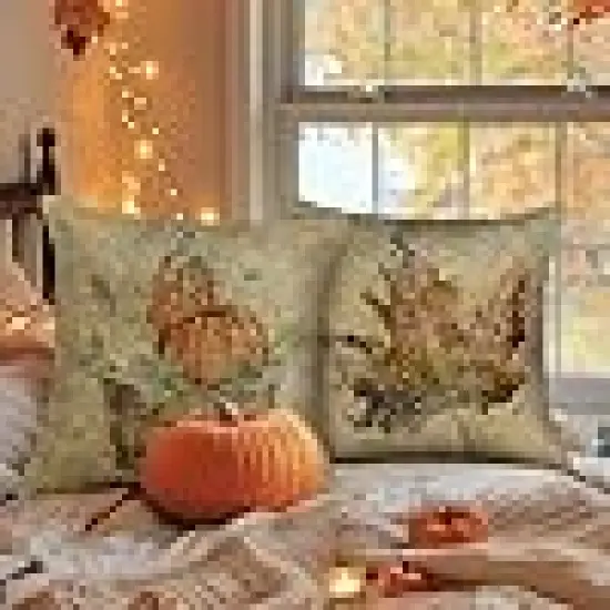 Watercolor Pumpkin Maple Leaves Decorative {3}