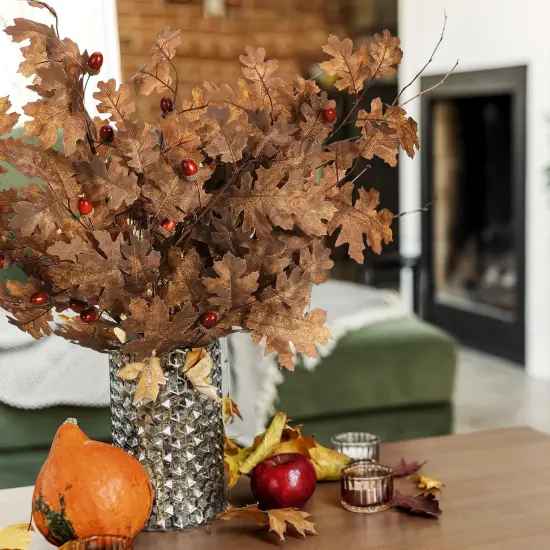 Artificial Oak Faux Fall Leaves with Acorn {4}