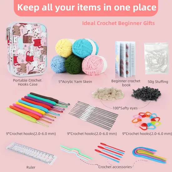 Beginner Yarn for Crocheting and Knitting-Crochet Kit for Beginners {2}