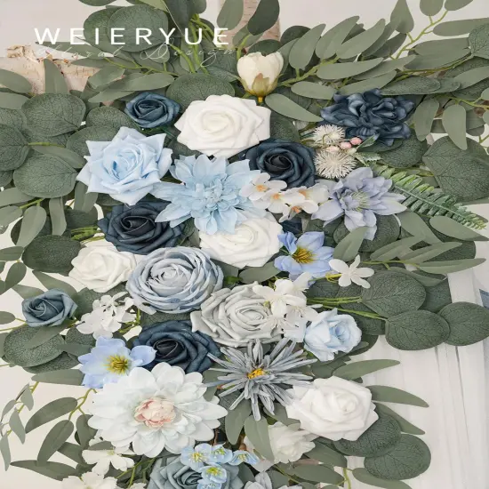 Blue Ceremony Arbor Reception Backdrop Rose Floral Decorations. {6}