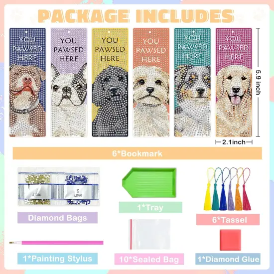 6 PCS Diamond Painting Kits Bookmarks for Adults {5}