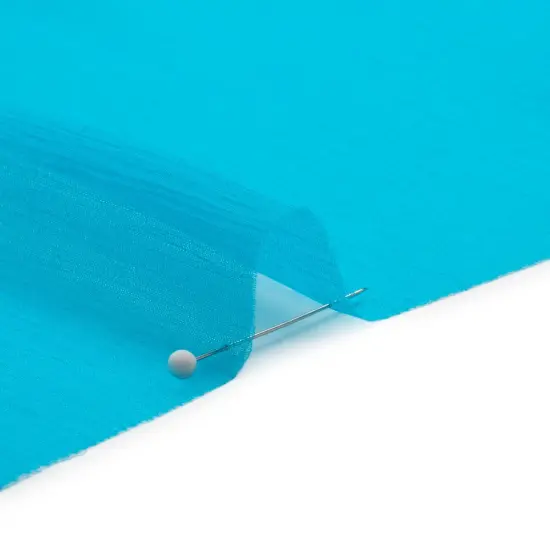 1 Yard Crinkled Silk Chiffon Horizon Blue Sheer Lightweight Draping Fabric, 43 Inches Wide {2}
