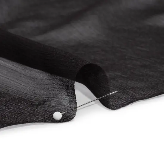 1 Yard Black Bean Elegant Soil Crinkled Silk Chiffon Fabric 52" Wide Perfect for Evening Gowns {2}