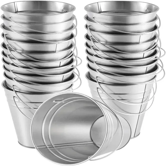 20 Pack - Inches Galvanized Metal Buckets with Handle {1}